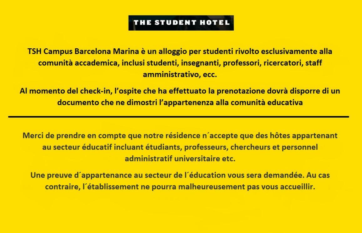 Tsh Campus Marina Residence- Education Purpose Only Apartment Barcelona